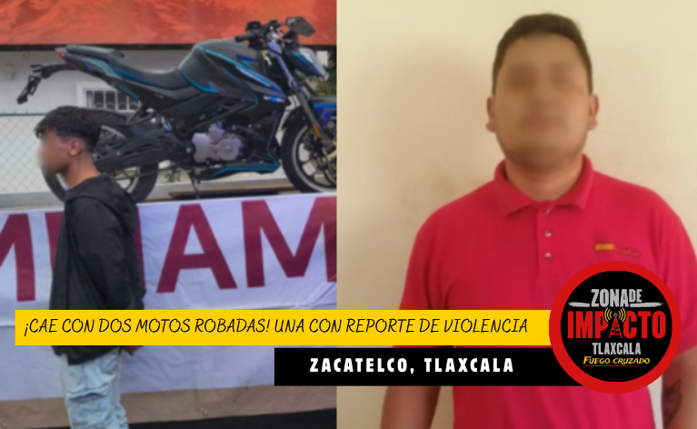 ¡Cae con dos motos robadas en Zacatelco! Una tenía reporte por robo con violencia